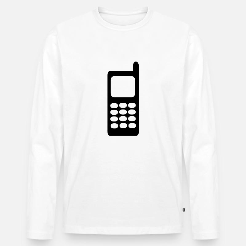 Handy - Telefon - Männer Premium Bio Langarmshirt - Weiß