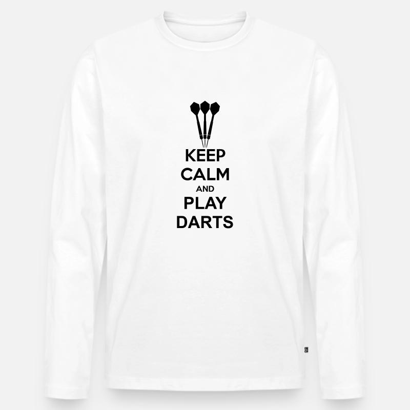 Keep Calm And Play Darts - Männer Premium Bio Langarmshirt - Weiß