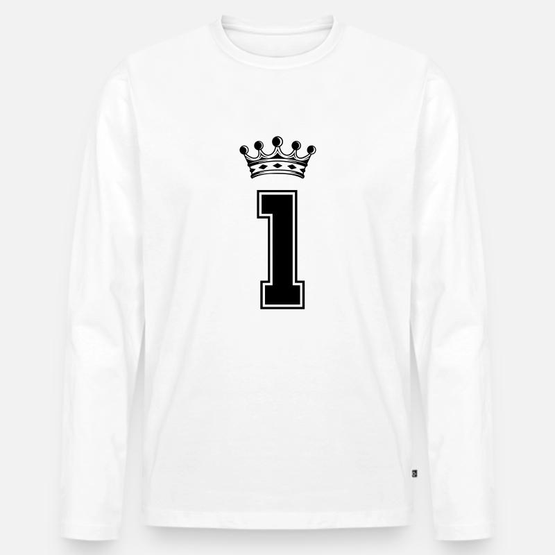 1 Krone - Männer Premium Bio Langarmshirt - Weiß