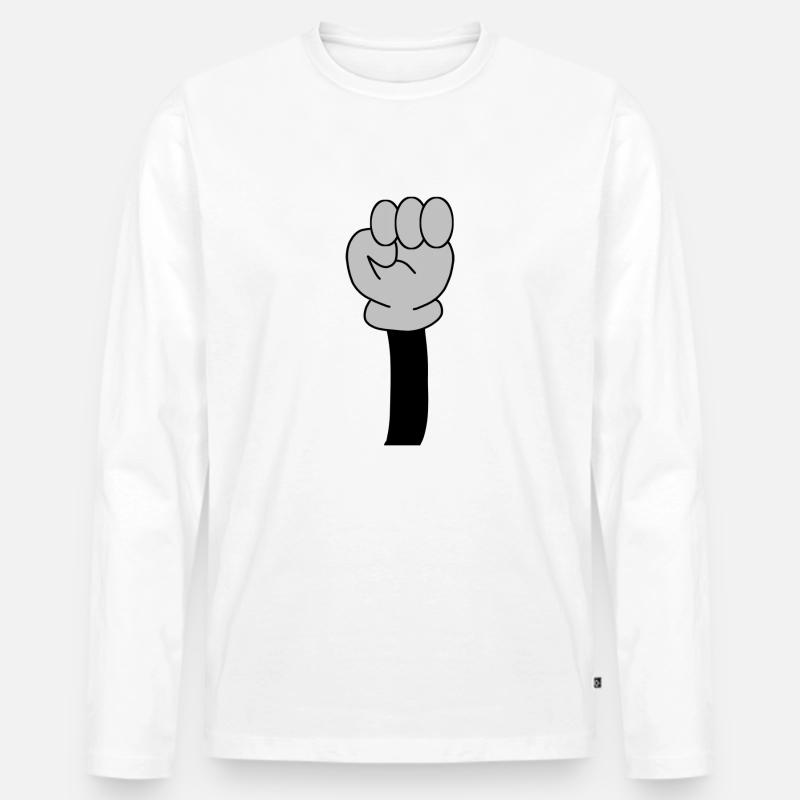 Erhöhte Faust Symbol - Männer Premium Bio Langarmshirt - Weiß