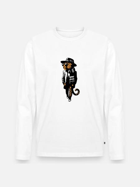 Leopard dandy - Men's Premium Organic Long Sleeve Shirt - white