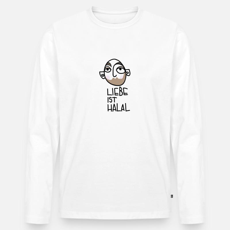 LIEBE HALAL - Männer Premium Bio Langarmshirt - Weiß