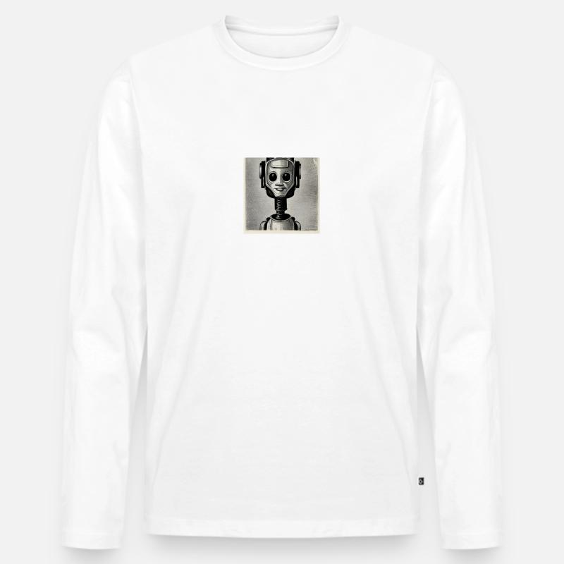 Roboter schwarz weis - Männer Premium Bio Langarmshirt - Weiß