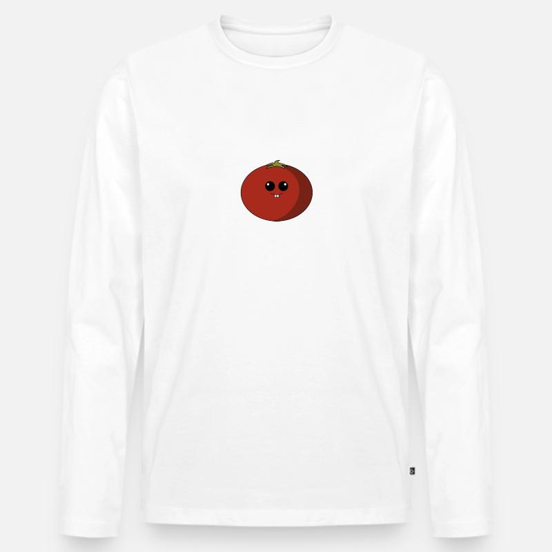 Tomate mit Gesicht - Männer Premium Bio Langarmshirt - Weiß