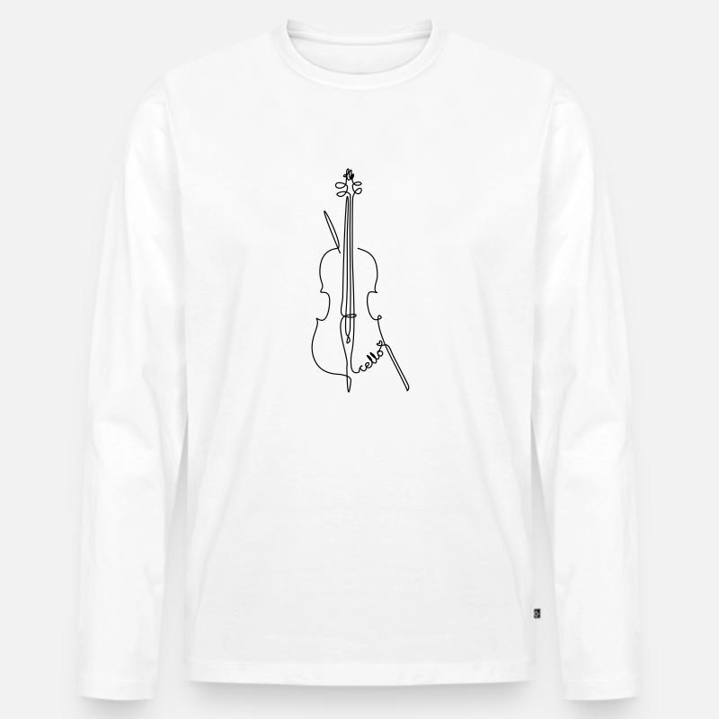 one line cello - Männer Premium Bio Langarmshirt - Weiß