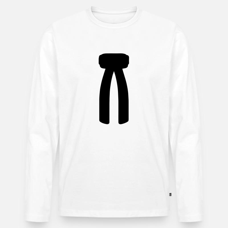 Gürtel - Männer Premium Bio Langarmshirt - Weiß