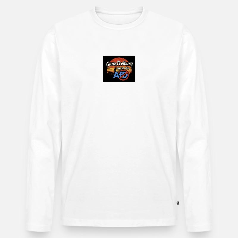 Ganz Freiburg hasst die AfD - Männer Premium Bio Langarmshirt - Weiß