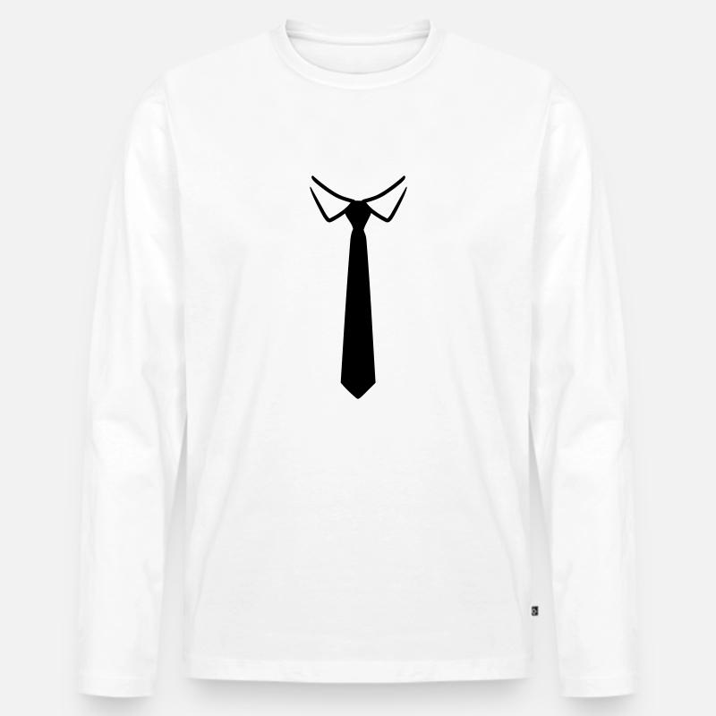 Cravatta - Maglia a manica lunga ecologica premium da uomo - bianco