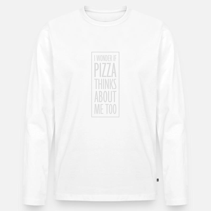 pizza thinks about me - Männer Premium Bio Langarmshirt - Weiß