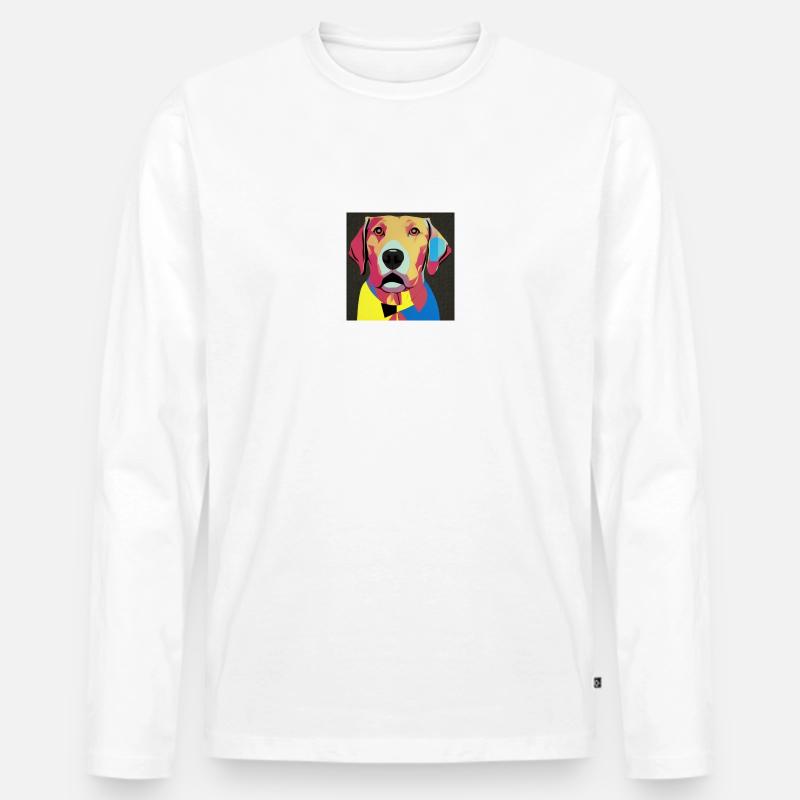 Dackel Pop Art - Männer Premium Bio Langarmshirt - Weiß