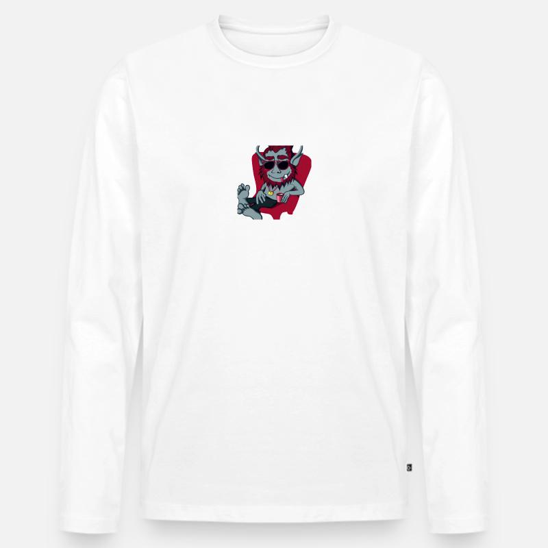 Krampus Percht Teufel 2304 - Männer Premium Bio Langarmshirt - Weiß