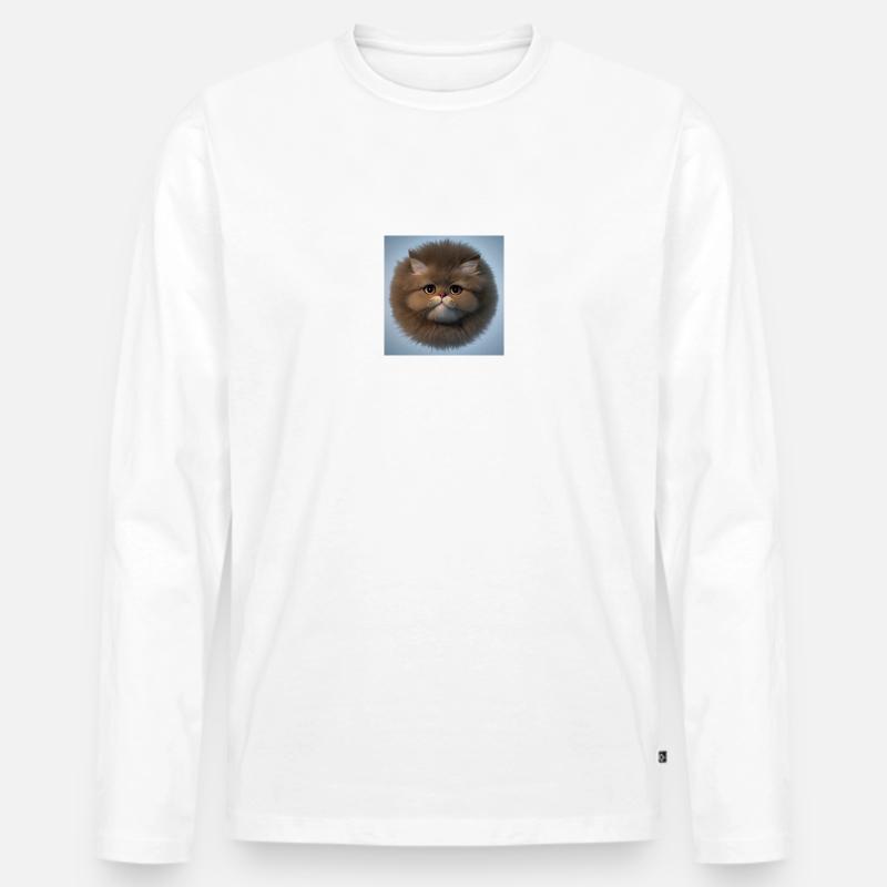 fluffy cat - Männer Premium Bio Langarmshirt - Weiß