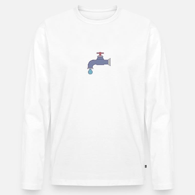 Wasserhahn - Männer Premium Bio Langarmshirt - Weiß