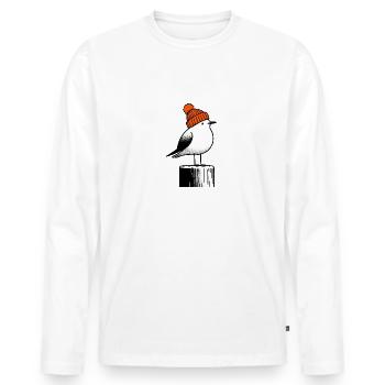 North Sea Harbor Moin Seagull Hat Beanie Pier Pier Pillar - Men's Premium Organic Long Sleeve Shirt - white - Front - Nico (187cm)