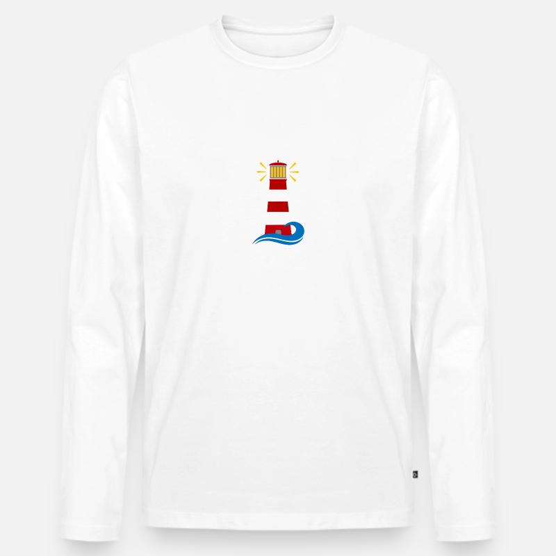 Leuchtturm - Männer Premium Bio Langarmshirt - Weiß