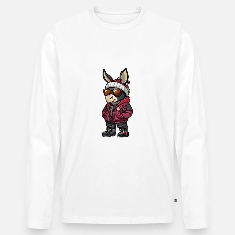 Esel Cool Comic - Männer Premium Bio Langarmshirt - Weiß