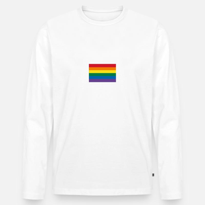 Regenbogen - Männer Premium Bio Langarmshirt - Weiß
