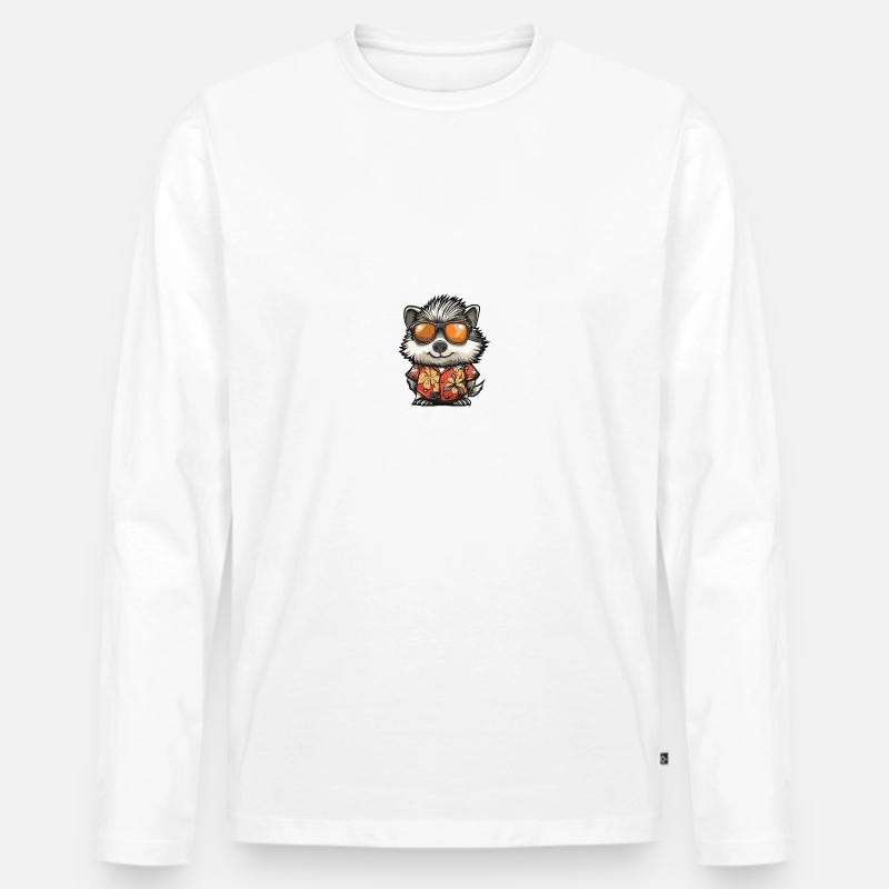 Igel Comic Cool Sommer - Männer Premium Bio Langarmshirt - Weiß