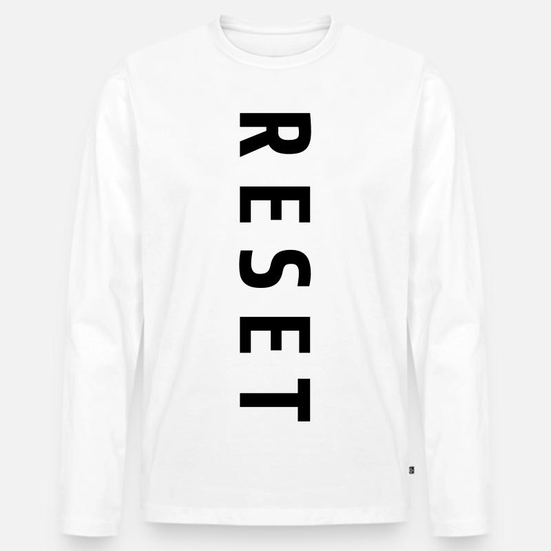 Reset Schriftzug Neuanfang Geschenk - Männer Premium Bio Langarmshirt - Weiß