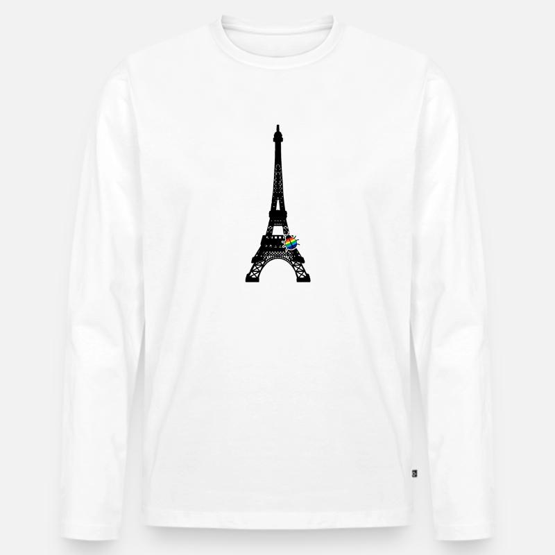 Ladybug Eiffeltower - Männer Premium Bio Langarmshirt - Weiß