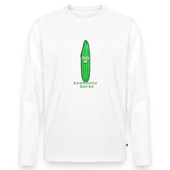 Launische Gurke, Gurken, Comic, Gurke,Comic - Männer Premium Bio Langarmshirt - Weiß - Vorne - Nico (187cm)