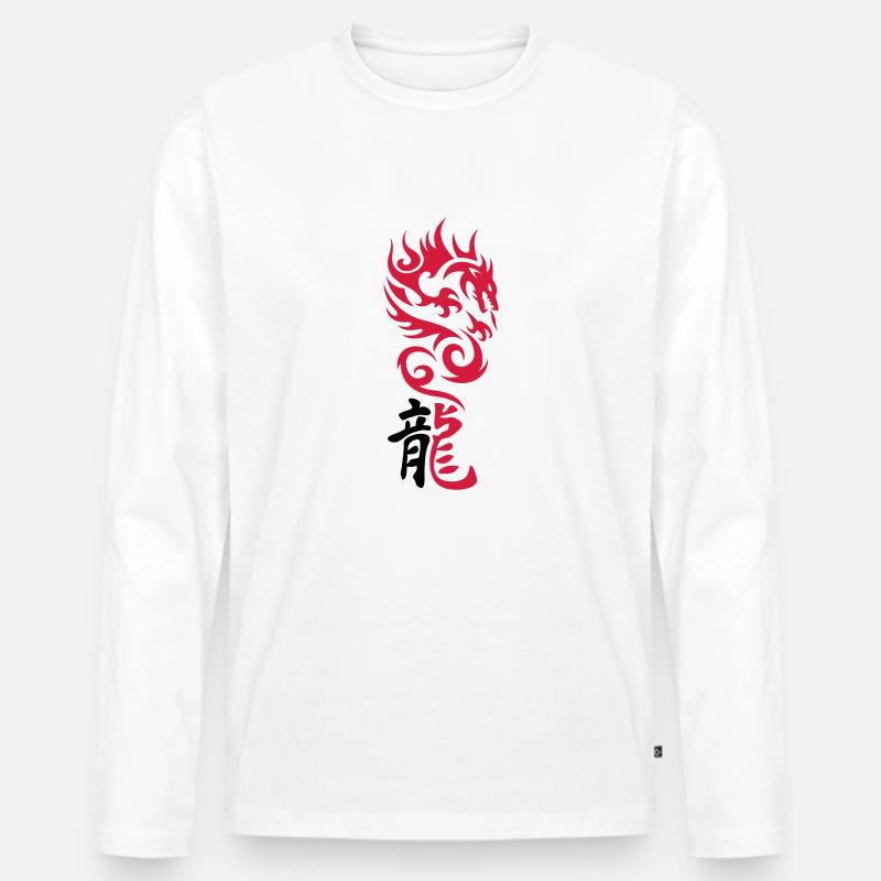 Drachen Tribal - Männer Premium Bio Langarmshirt - Weiß