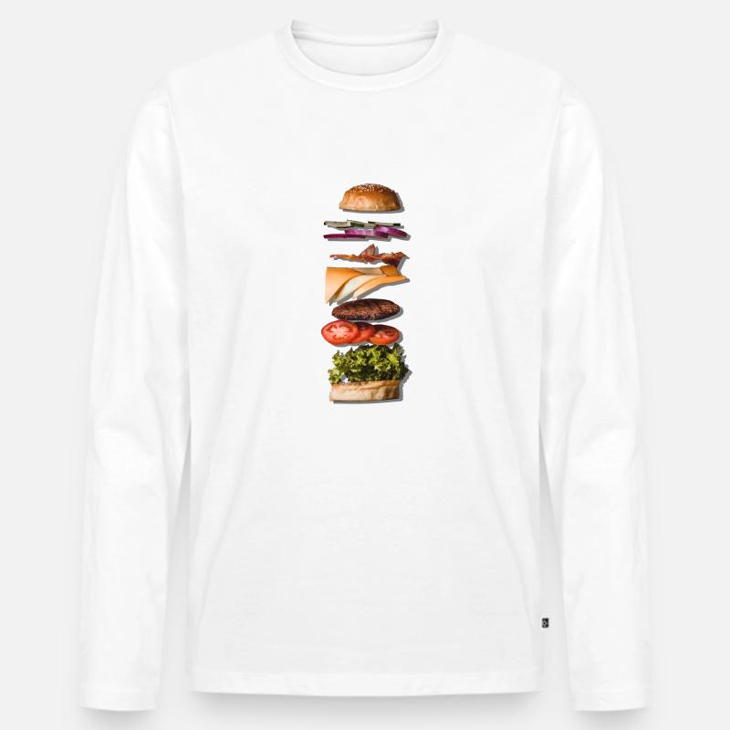 burger - Männer Premium Bio Langarmshirt - Weiß