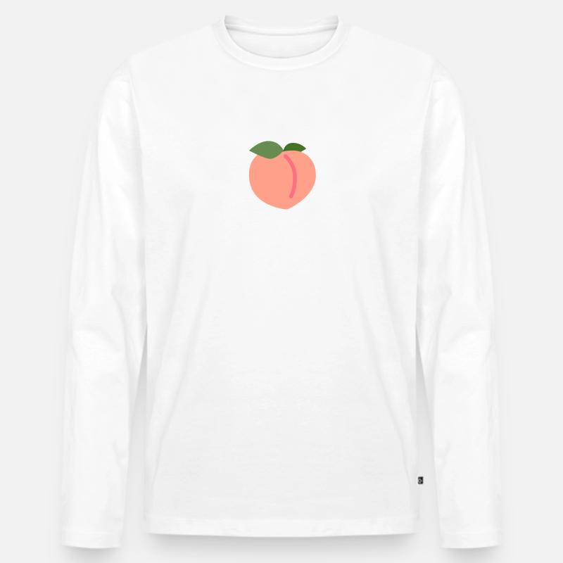 Pfirsichfarben - Männer Premium Bio Langarmshirt - Weiß
