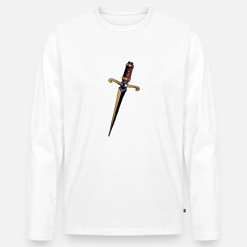 Dolch Dolchmesser - Männer Premium Bio Langarmshirt - Weiß