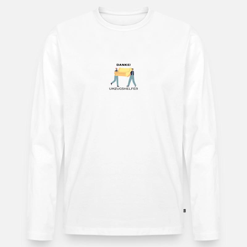 Umzug - Helfer - Danke - Männer Premium Bio Langarmshirt - Weiß