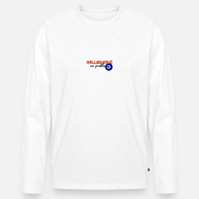 Hallederiz no problem - Männer Premium Bio Langarmshirt - Weiß