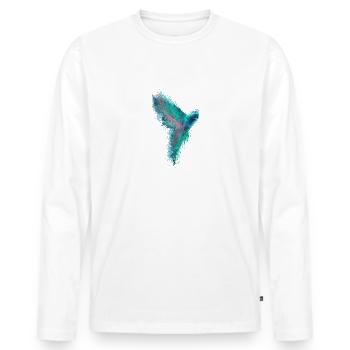 Bird, Drawing, Painting,ara,Watercolor,Colorful,Blue - Men's Premium Organic Long Sleeve Shirt - white - Front - Nico (187cm)