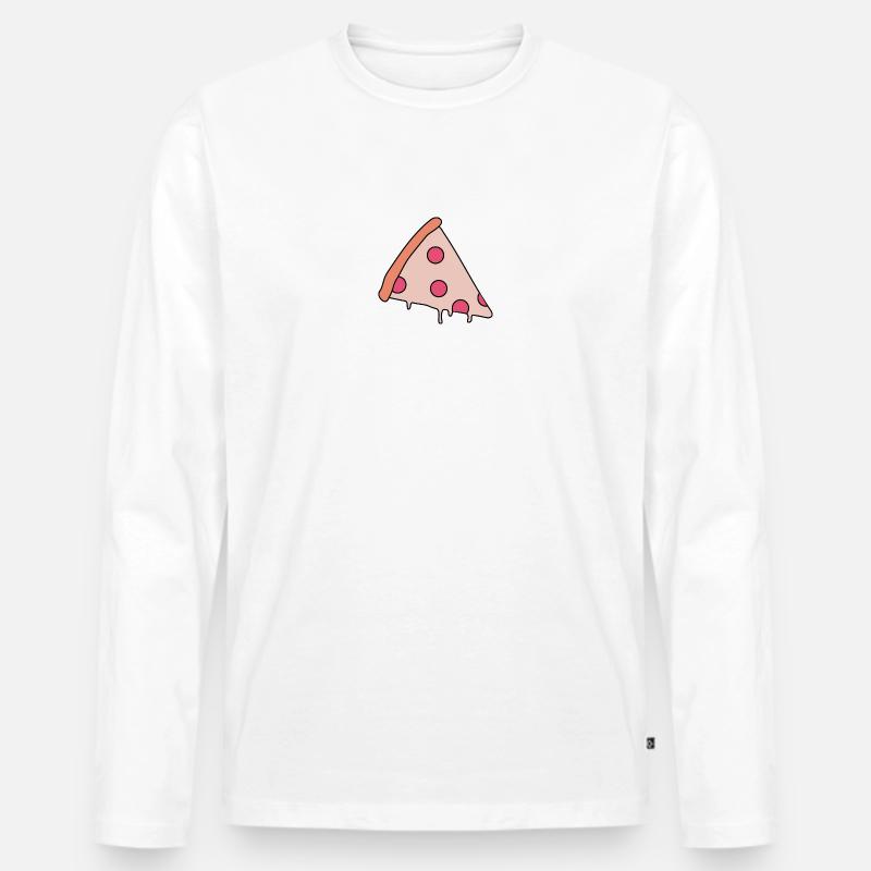 Pizza Slice - Männer Premium Bio Langarmshirt - Weiß