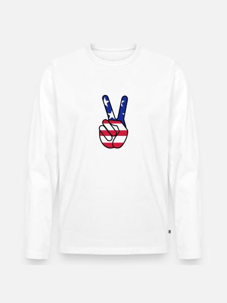 USA Victory - Men's Premium Organic Long Sleeve Shirt - white