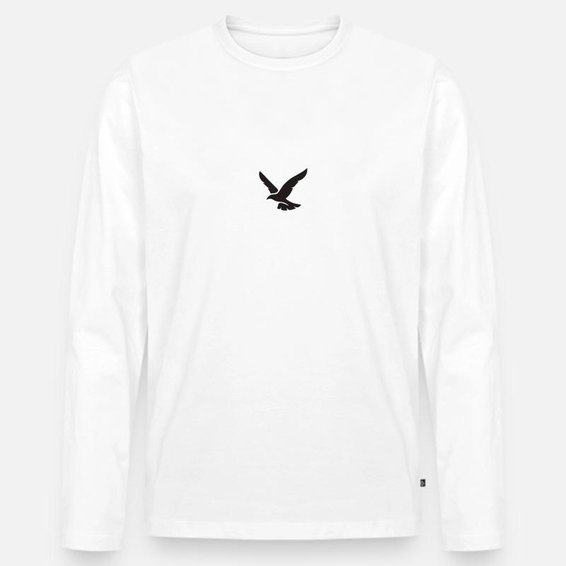 Vogel - Männer Premium Bio Langarmshirt - Weiß