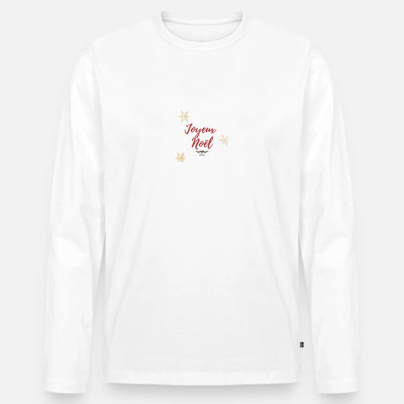 Frohe Weihnachten - Männer Premium Bio Langarmshirt - Weiß