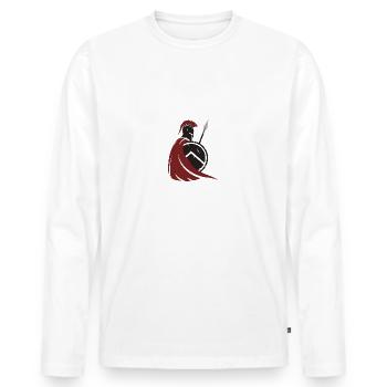 Guerrier Spartiate Stylisé – Force & Honneur - T-shirt manches longues Premium bio Homme - blanc - Devant - Nico (187cm)