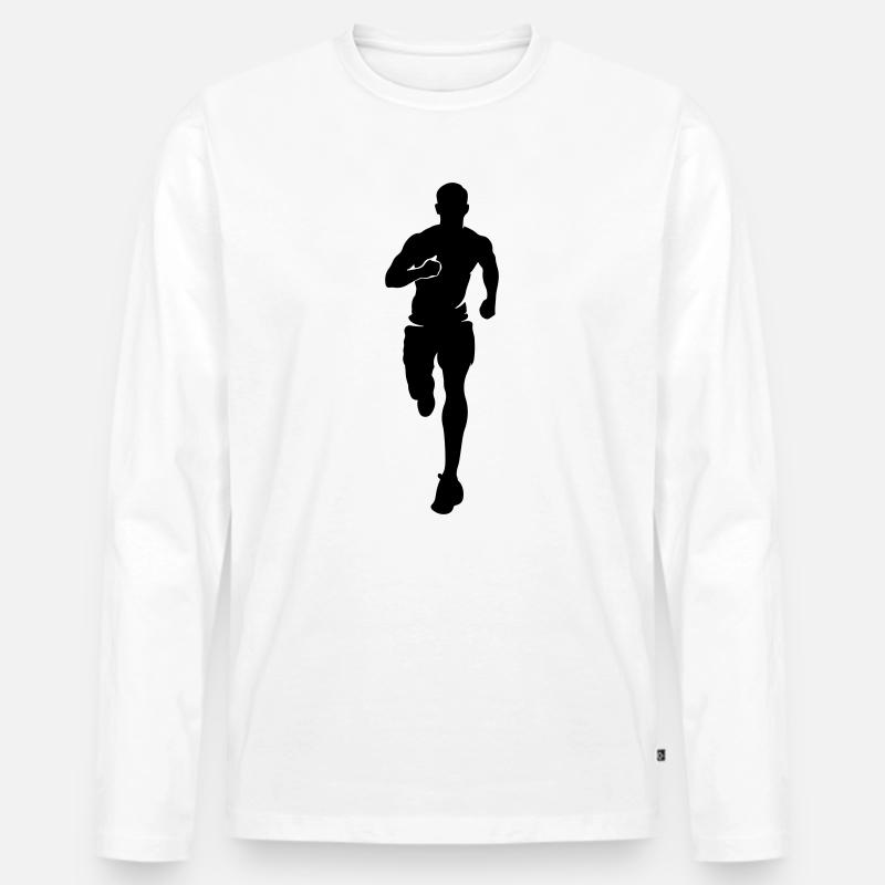 Marathonläufer Silhouette Marathon - Männer Premium Bio Langarmshirt - Weiß