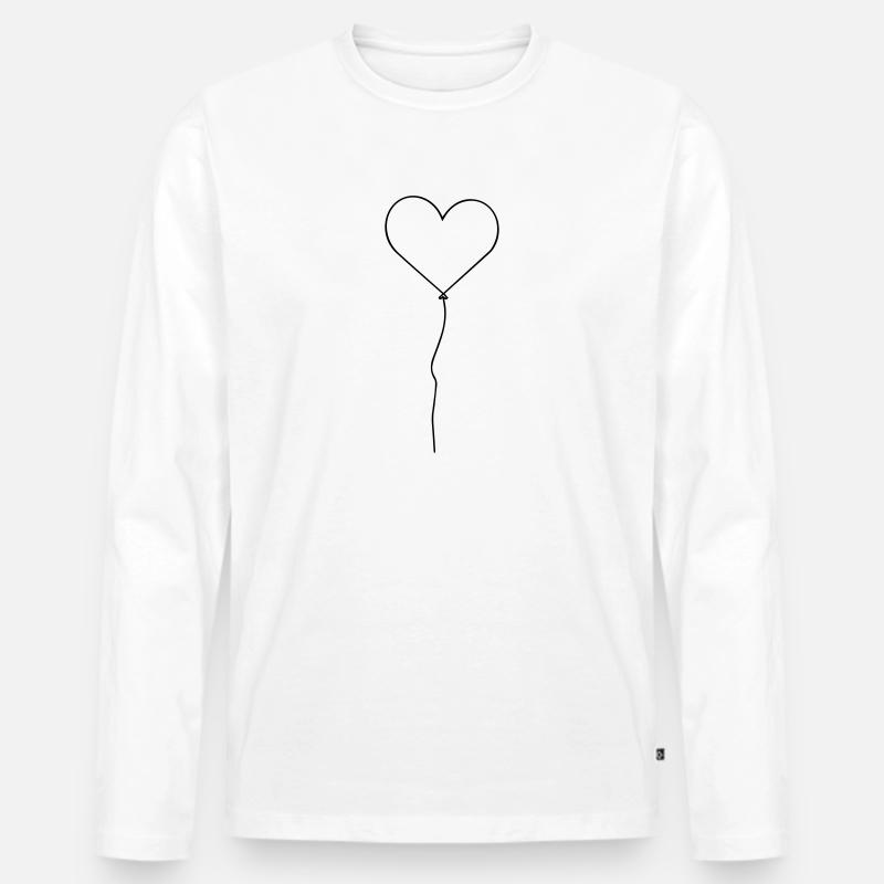 Herz Ballon - Männer Premium Bio Langarmshirt - Weiß
