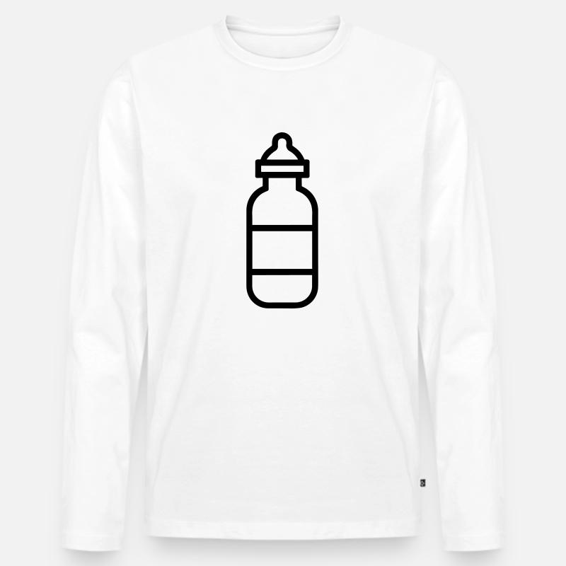 Flasche - Männer Premium Bio Langarmshirt - Weiß