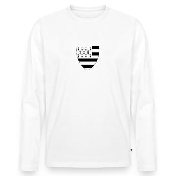 blason bretagne (BZH) - T-shirt manches longues Premium bio Homme - blanc - Devant - Nico (187cm)