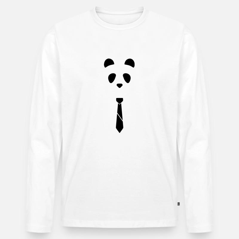 Panda-Bindung - Männer Premium Bio Langarmshirt - Weiß