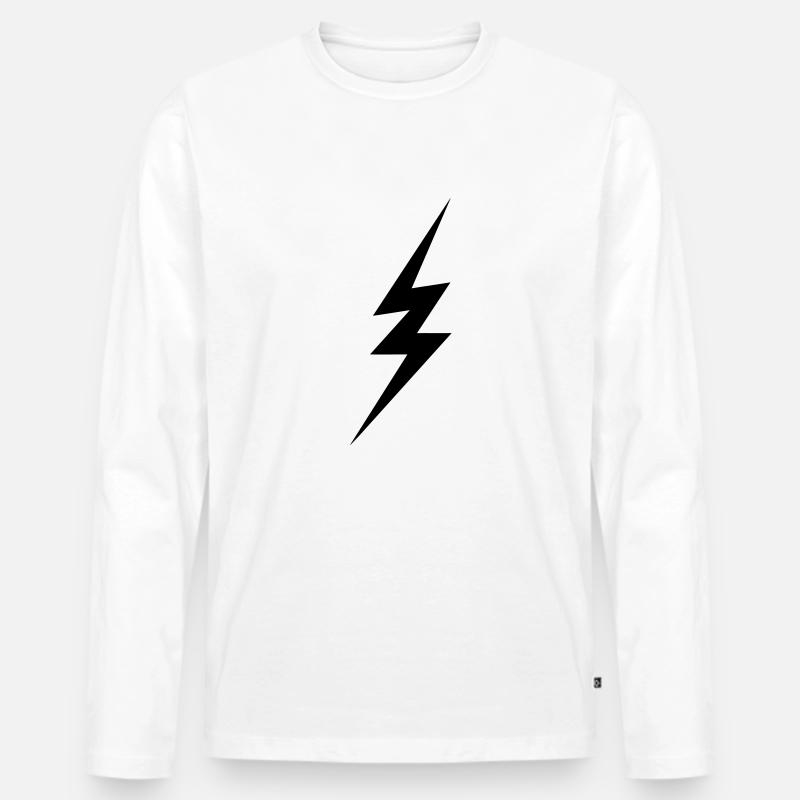 lightning - Männer Premium Bio Langarmshirt - Weiß
