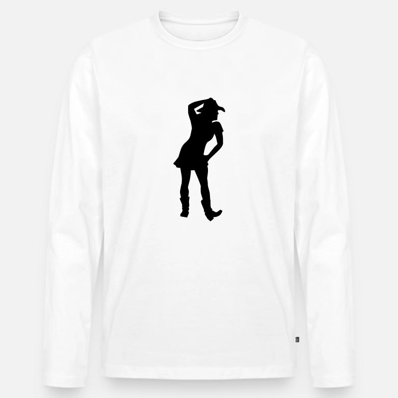 Line dance - Männer Premium Bio Langarmshirt - Weiß