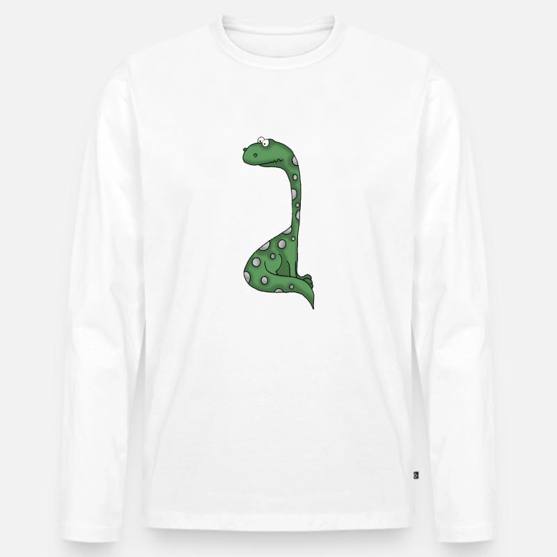 Dino 27 - Männer Premium Bio Langarmshirt - Weiß