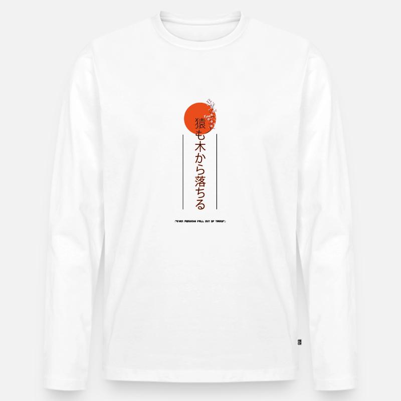 "Sogar Affen fallen von Bäumen" - Männer Premium Bio Langarmshirt - Weiß