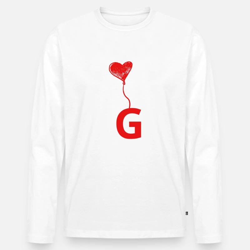 Buchstabe g Herz - Männer Premium Bio Langarmshirt - Weiß