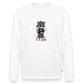 F..k you! - Men's Premium Organic Long Sleeve Shirt - white - Front - Nico (187cm)