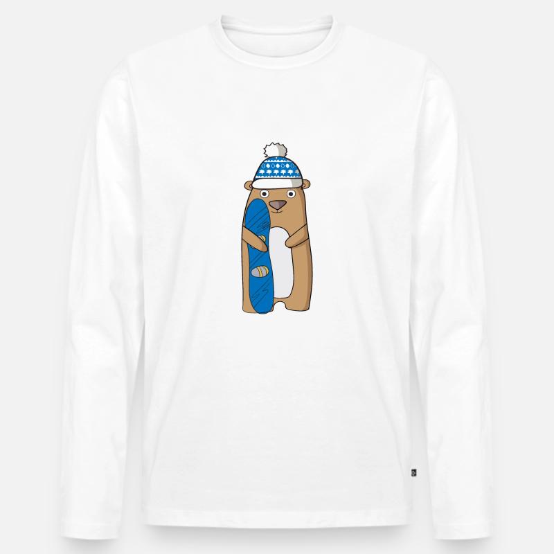 Snowboard - Männer Premium Bio Langarmshirt - Weiß