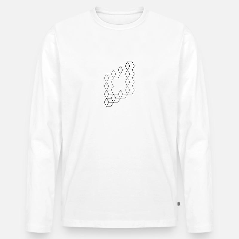 Würfel Diamant - Männer Premium Bio Langarmshirt - Weiß